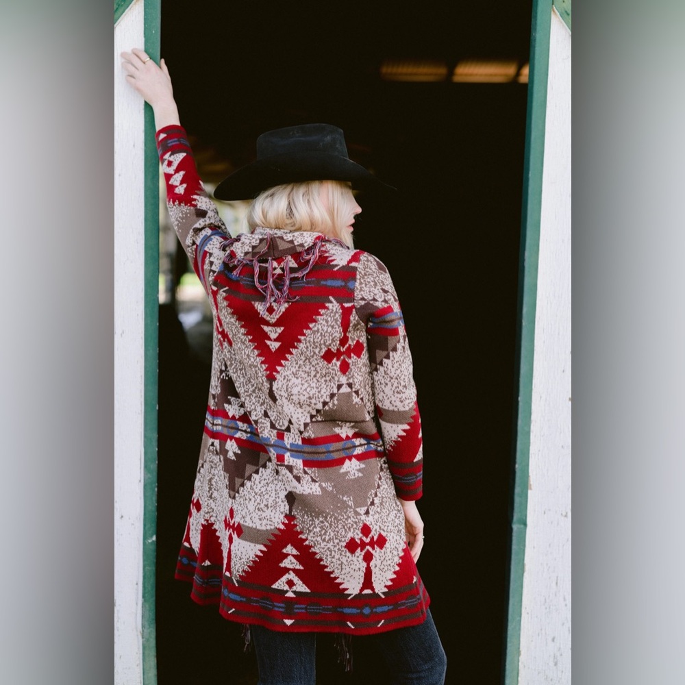 Nightcap Gone With the West Free People “Montana” fringe sweater coat jacket S/M